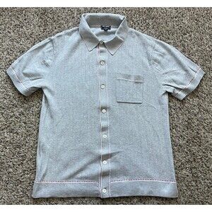 Todd Snyder Shirt Mens Medium Gray Silk Cotton Short Sleeve